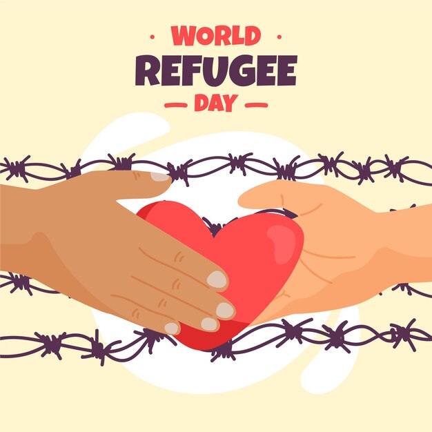 Hand drawn world refugee day