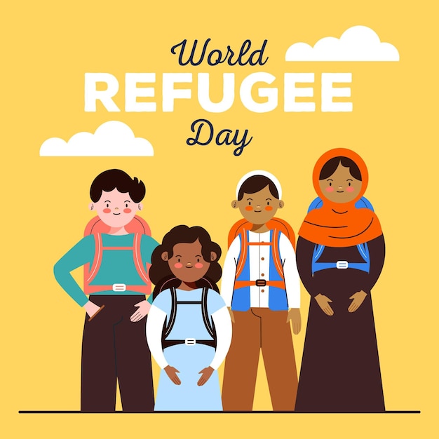 Hand drawn world refugee day