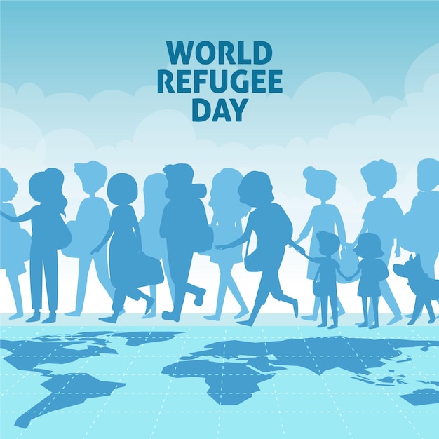 Hand drawn world refugee day