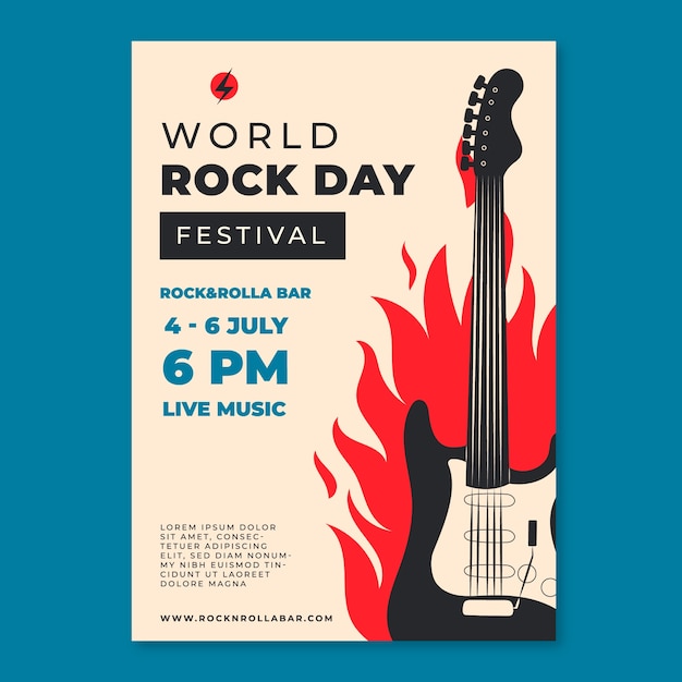 Free vector hand drawn world rock day poster