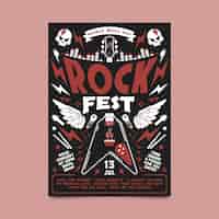 Free vector hand drawn world rock day vertical poster template