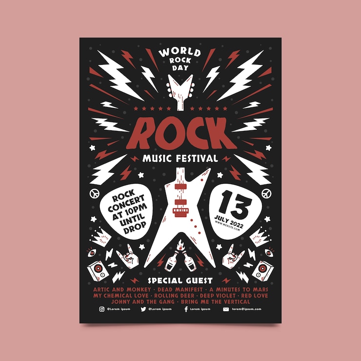 Free Vector hand drawn world rock day vertical poster template