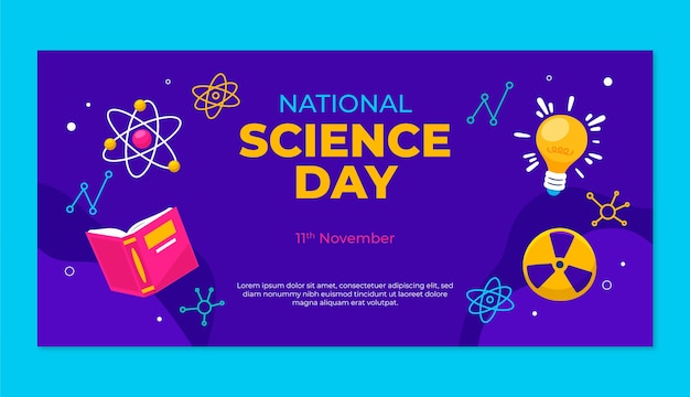 Hand drawn world science day horizontal banner template