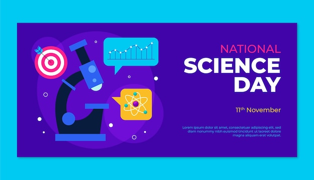 Free vector hand drawn world science day horizontal banner template