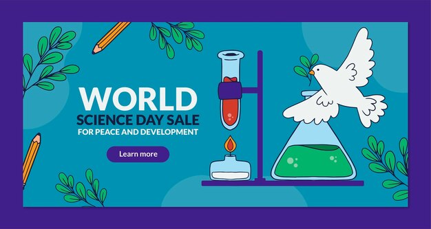 Free vector hand drawn world science day horizontal banner template