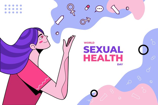 手描きの世界の性の健康の日の背景