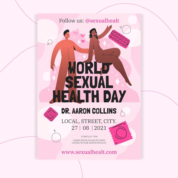 Hand drawn world sexual health day flyer template