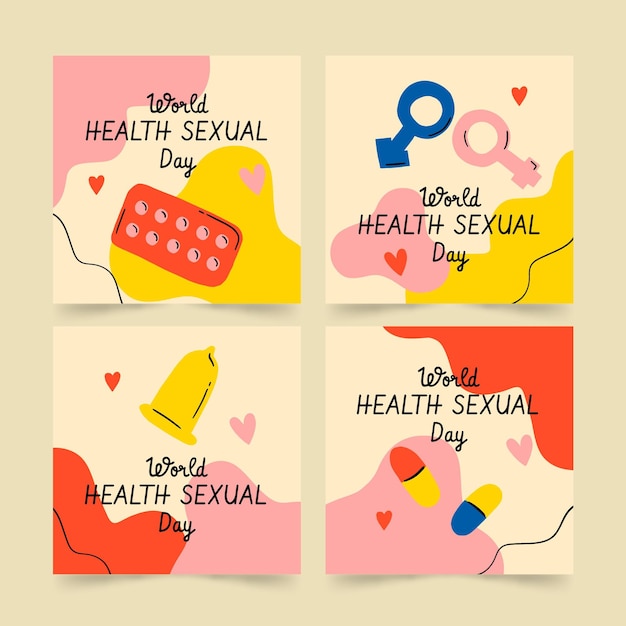 Free vector hand drawn world sexual health day instagram posts collection