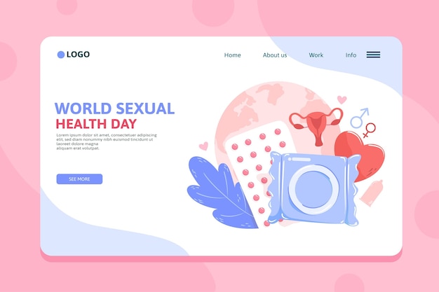 Free vector hand drawn world sexual health day landing page template