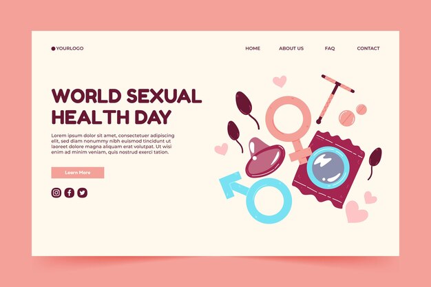 Hand drawn world sexual health day landing page template