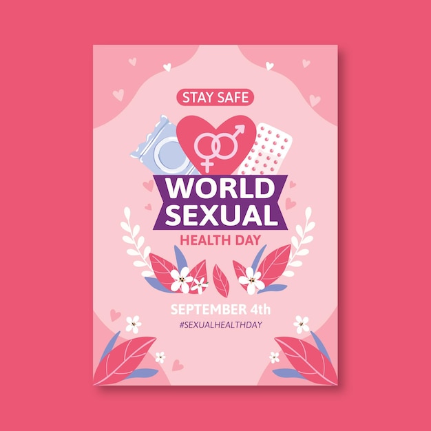 Free vector hand drawn world sexual health day vertical flyer template