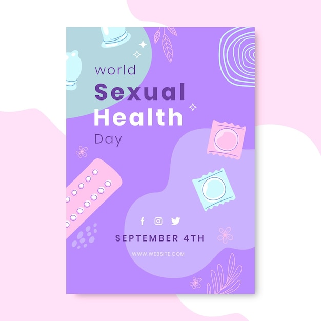 Free vector hand drawn world sexual health day vertical flyer template