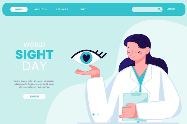 Free vector hand drawn world sight day landing page template