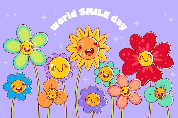 Hand drawn world smile day background