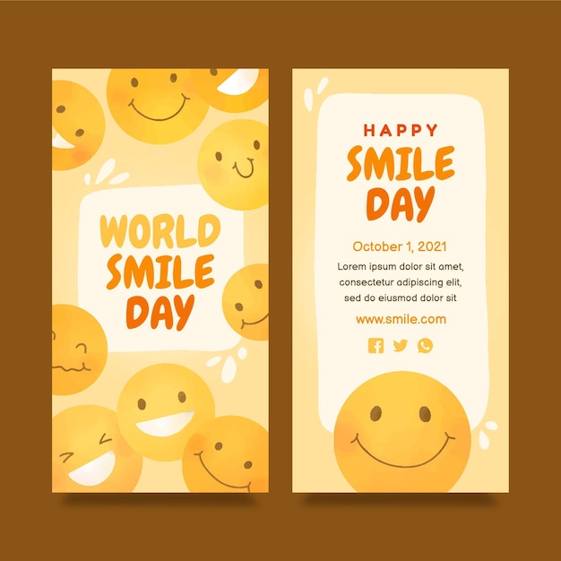 Free vector hand drawn world smile day banners set