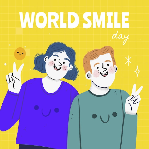 Hand drawn world smile day illustration