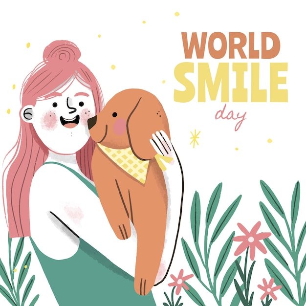 Hand drawn world smile day illustration