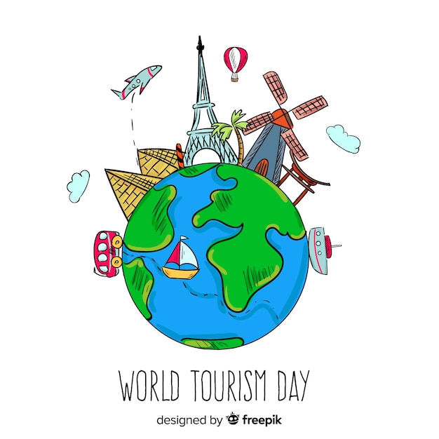 Free vector hand drawn world tourism day concept