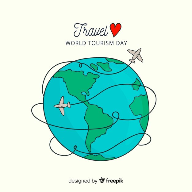 Hand drawn world tourism day concept