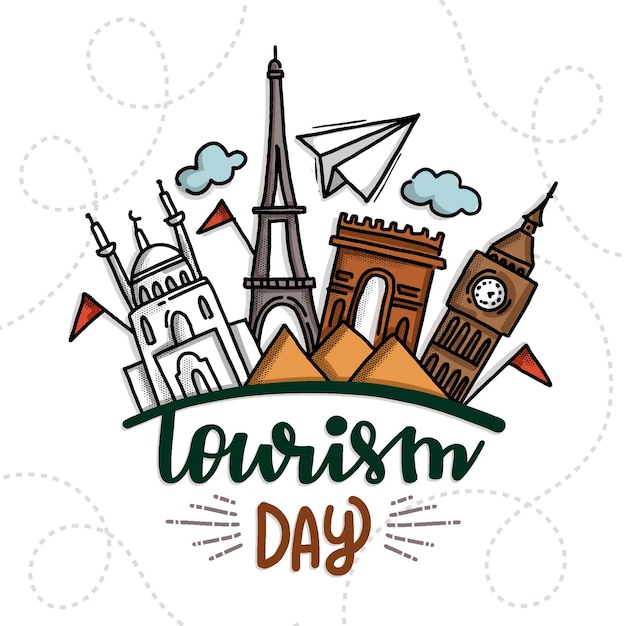 Hand-drawn world tourism day event