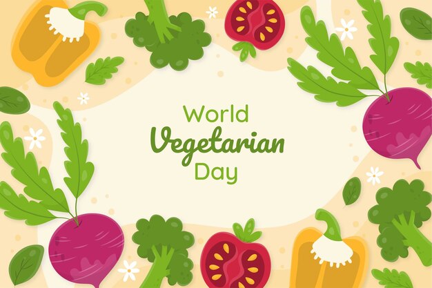 Vettore gratuito sfondo del giorno vegetariano mondiale disegnato a mano