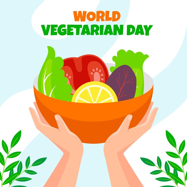 Hand drawn world vegetarian day illustration