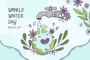 Free vector hand drawn world water day background