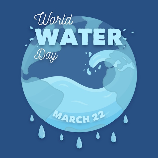 Hand-drawn world water day illustration with planet