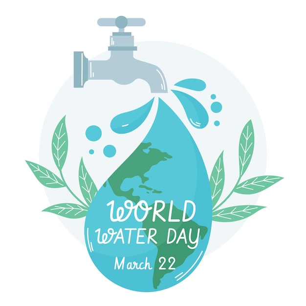 無料ベクター 手描きの世界水の日のイラスト