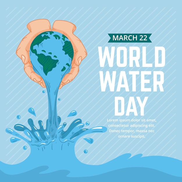 Hand drawn world water day illustration