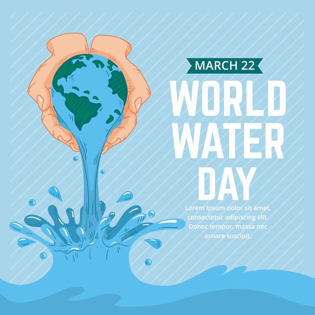 hand drawn world water day illustration