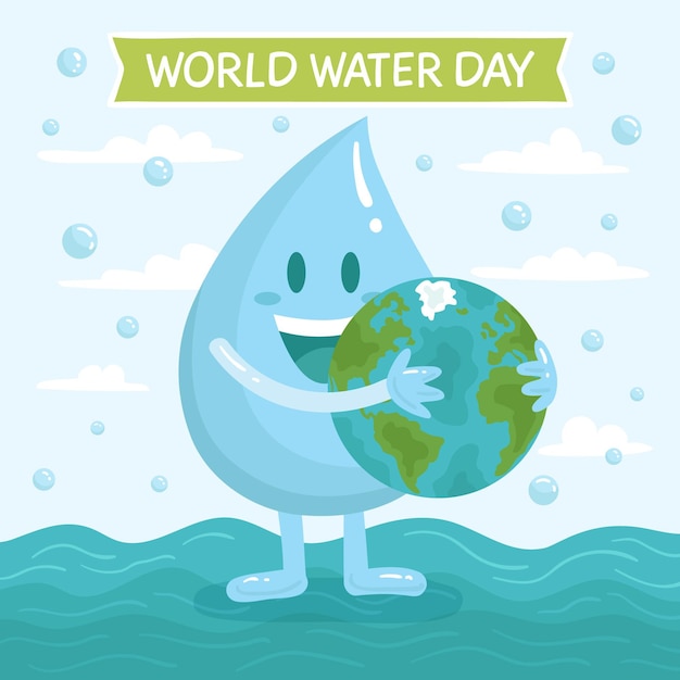 Hand drawn world water day illustration