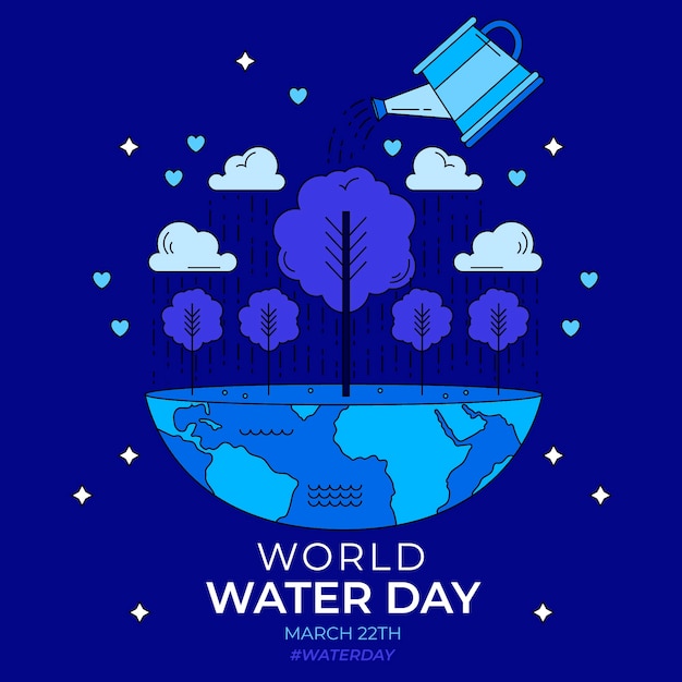 Бесплатное векторное изображение Нарисованная рукой иллюстрация всемирного дня воды