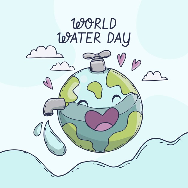 Hand drawn world water day illustration
