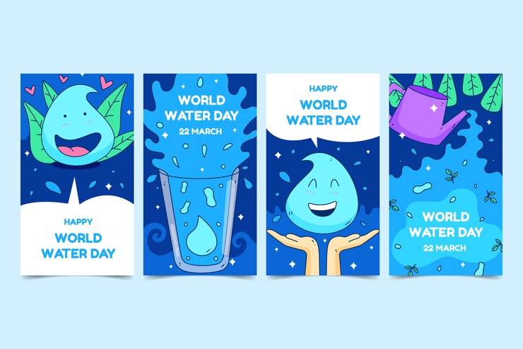 Free Vector hand drawn world water day instagram stories collection