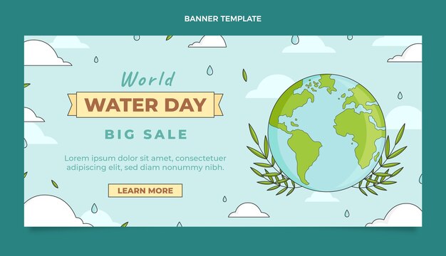 Hand drawn world water day sale horizontal banner