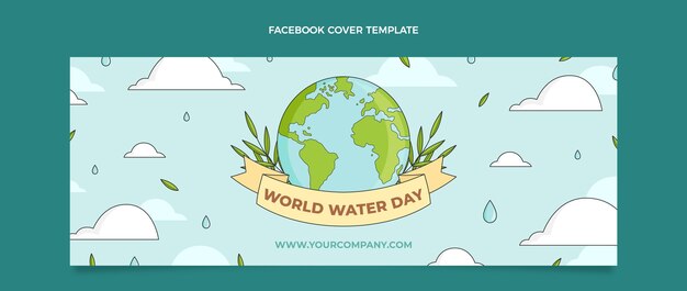 Vettore gratuito modello di copertina dei social media della giornata mondiale dell'acqua disegnato a mano