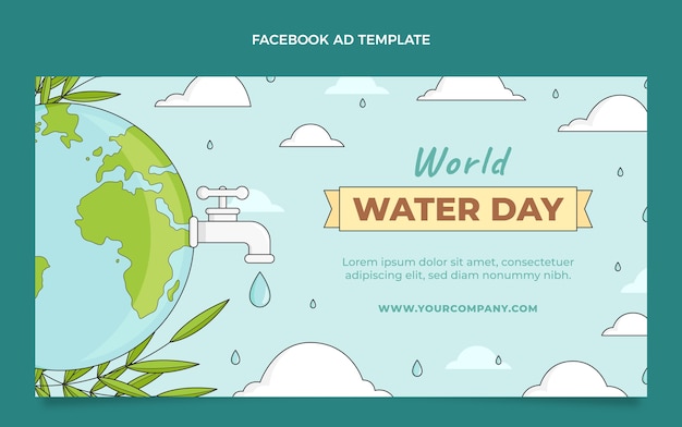Free Vector hand drawn world water day social media promo template