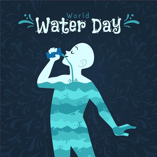 Бесплатное векторное изображение Ручной обращается всемирный день воды