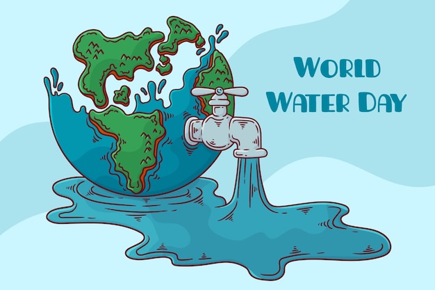 Hand drawn world water day