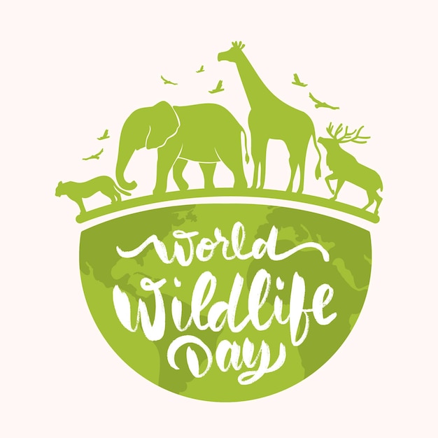 Free vector hand-drawn world wildlife day illustration