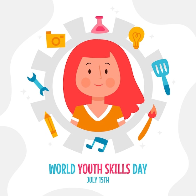 Free vector hand drawn world youth skills day illustration