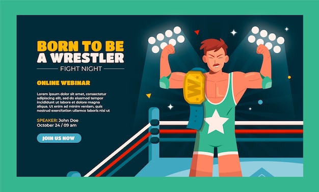 Vettore gratuito webinar di lotta di wrestling disegnato a mano