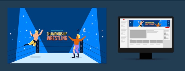 無料ベクター 手描きのレスリングの戦い youtube チャンネル アート