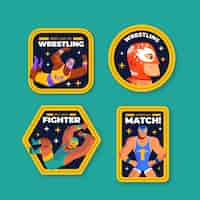 Free vector hand drawn wrestling labels template