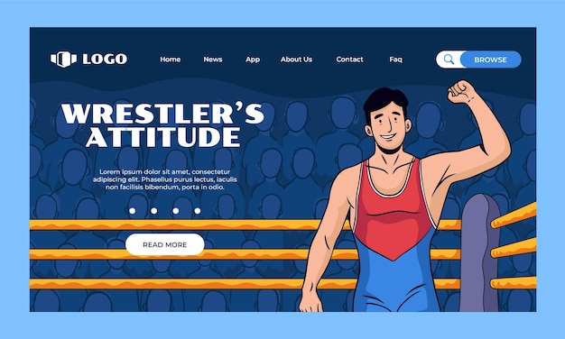 Vettore gratuito pagina di destinazione del wrestling disegnata a mano