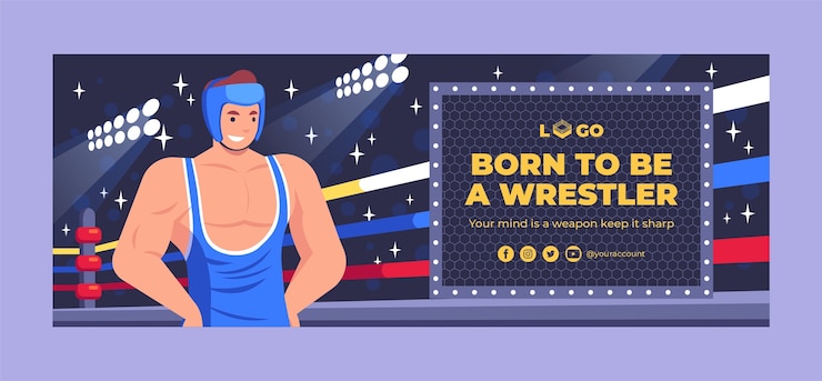 Free Vector hand drawn wrestling template design