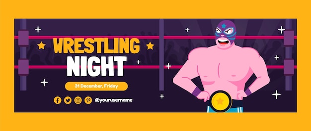 Vettore gratuito intestazione di twitter di wrestling disegnata a mano