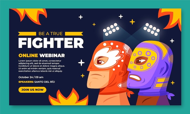 Hand drawn wrestling webinar template