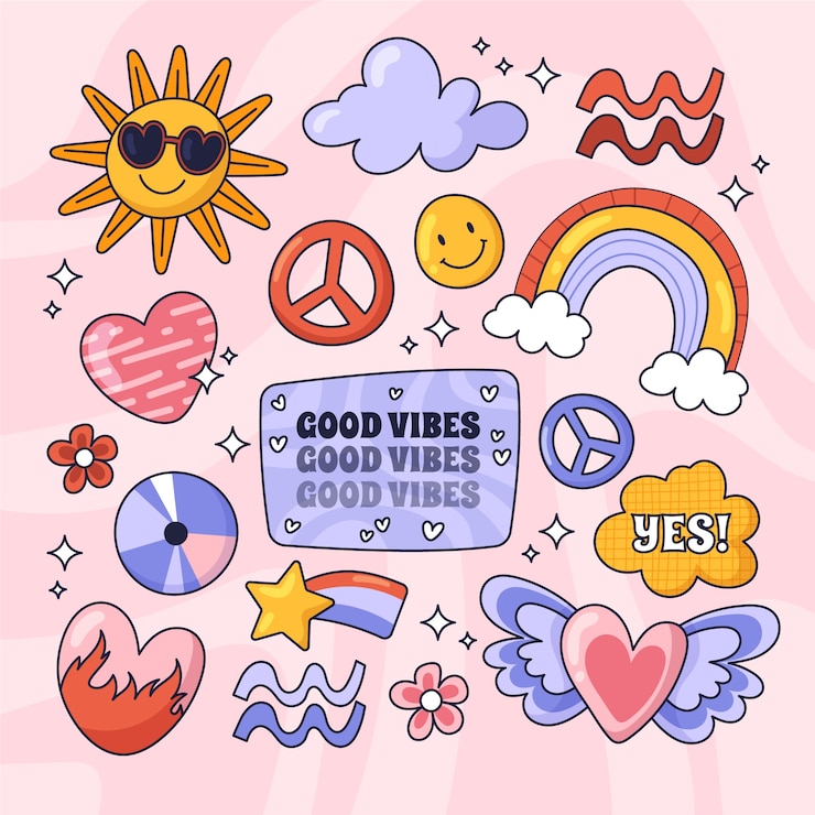 Free Vector hand drawn y2k element collection